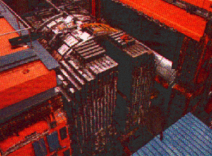 Blick in den ge�ffneten ZEUS-Detektor auf das Szintillator-Uran-Kalorimeter