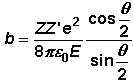 Zusammenhang zwischen Stoparameter b und Streuwinkel theta